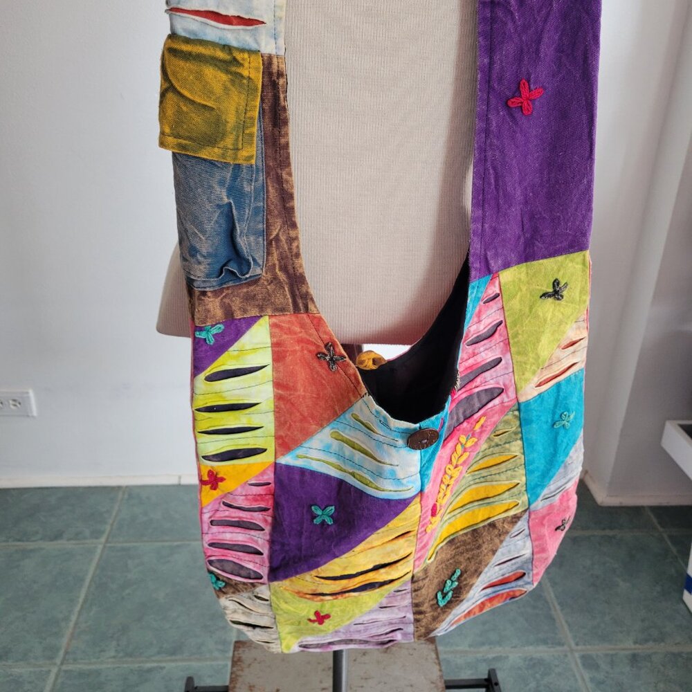 Boho Bag Multi Print Crossbody Patchwork Hippie F… - image 2